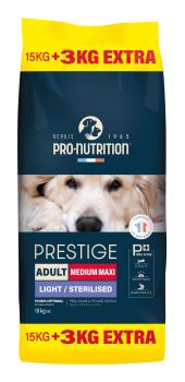 Pro Nutrition Prestige Adult MEDIUM / MAXI Light/Sterilized 15 kg +3 kg