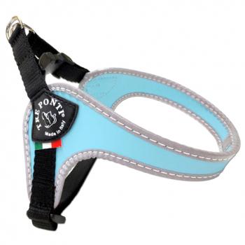 Easy Fit Classic - Click-Verschluss + Verstellbarer Bauchgurt - Hellblau - Reflektierender Rand - Gr. 3,5