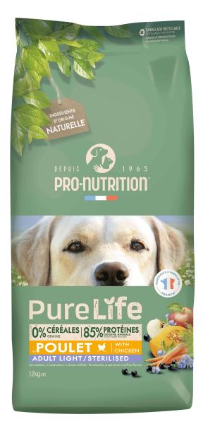 Pro Nutrition Pure Life Poulet Adult Light / Sterilized 12 kg Pro Nutrition Pure Life Poulet Adult Light / Sterilized 12 kg
